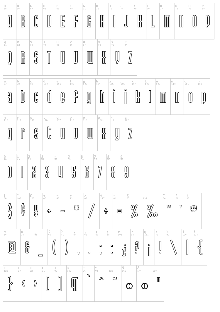 SF Port McKenzie font map